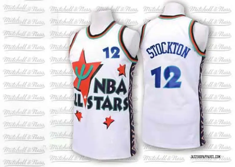 Utah Jazz Authentic White John Stockton 1995 All Star Throwback Jersey -  Men's