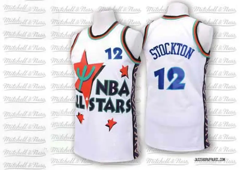 Utah Jazz Authentic White John Stockton 1996 All Star Throwback Jersey -  Men's